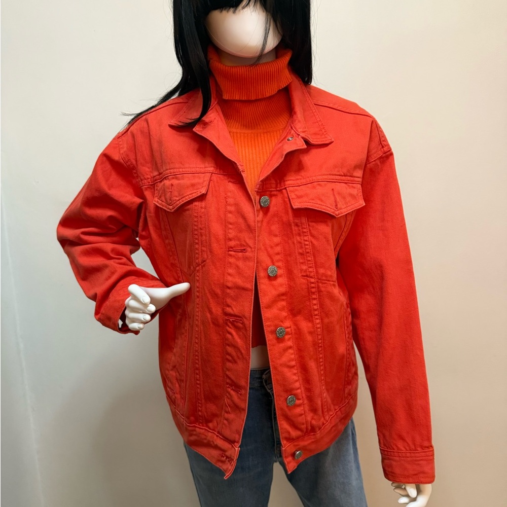 Orange denim jacket